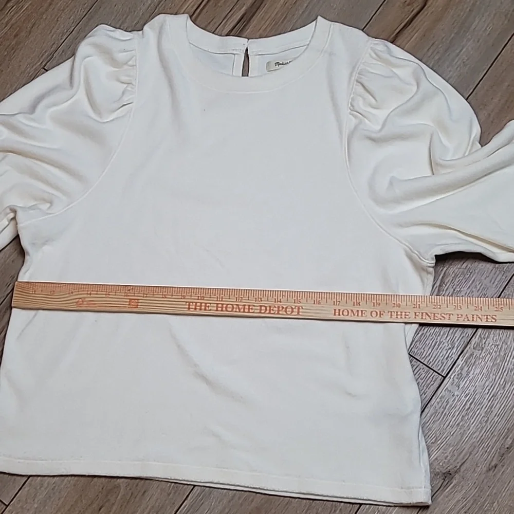 Madewell Piglet Mutton Sleeve Top Antique Cream Puff Sleeve Blouse Size XL - Picture 5 of 9